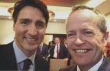 Australian Opposition Leader Bill Shorten with Canadian Prime Minster Justin Trudeau at the Global Progress 2016 meeting ...