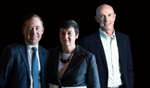 Keen to inspire: Alan Joyce, left, Jennifer Westacott and Paul O’Sullivan feature in BOSS magazine’s LGBTI leaders list. 