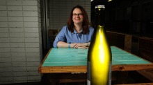 Sassafras Wines partner Tammy Braybook with the  savagnin ancestral.