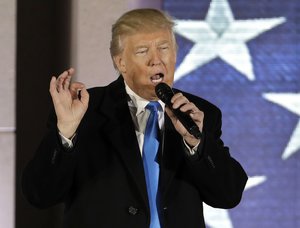 President-elect Donald Trump speaks at a pre-Inaugural "Make America Great Again! Welcome Celebration" at the Lincoln Memorial in Washington, Thursday, Jan. 19, 2017.