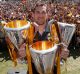  Luke Hodge with the 2013, 2014 and 2015 premiership trophies.
