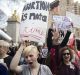 Demonstators at  rally in New York on Thursday protest against Republican presidential candidate Donald Trump's remarks ...