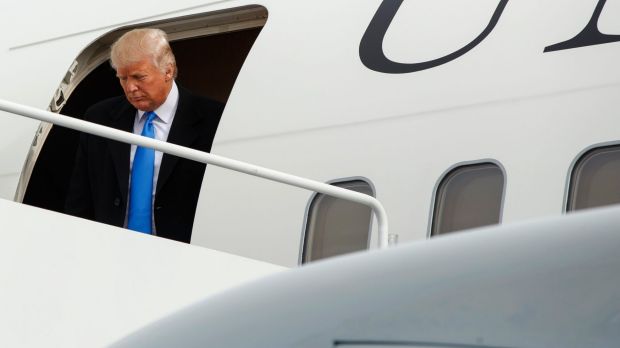 President-elect Donald Trump arrives at Andrews Air Force Base ahead of Friday's inauguration.