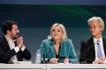 Italy's Northern League leader Matteo Salvini (left), French far-right leader Marine Le Pen and Dutch far-right leader ...