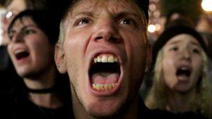 Demonstrators protest the election of Donald Trump to the presidency of the United States of America.