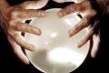 Photo-illustration shows a crystal ball with two hands. telstra;syd;980716;photo phil carrick;news Financial planners ...