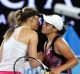 Germany's Mona Barthel, left, is congratulated by Australia's Ash Barty.