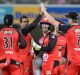 Renegades celebrate the wicket of Jack Wildermuth.