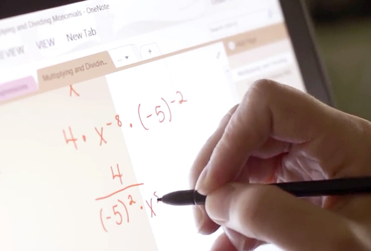 Screenshot of a video showing how onenote is used in the classroom