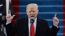 President Donald Trump delivers his inaugural address