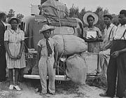 Group of Florida migrants on their way to Cranberry, New Jersey, to pick 