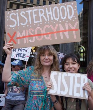 Protesters in Sydney marched in solidarity with others around the world on the day of President Trump's inauguration.