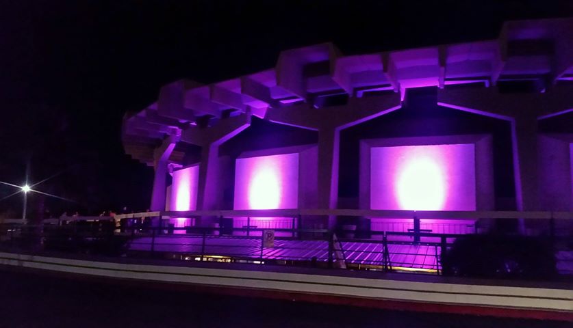 'The Celebrity Theatre lights up in purple to honor the memory of Prince. #Prince'