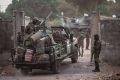Senegal soldiers providing security at their gathering point on the Gambia boarder with Senegal at the town of Karang, ...