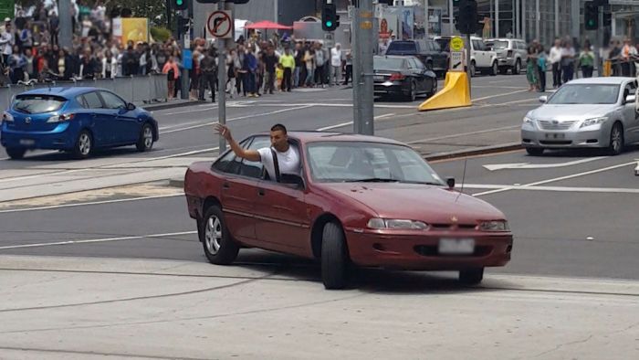 Police said the driver did "burnouts" near Flinders Street Station before allegedly hitting pedestrians.