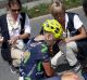 Gorka Izaguirre lies on the ground after crashing during stage seventeen.