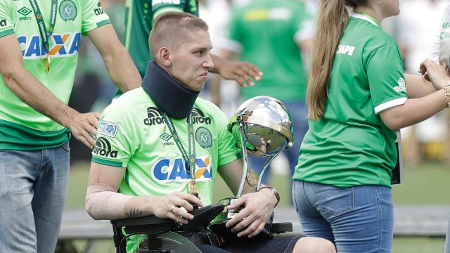 Chapecoense goalkeeper Follmann, one of the three players that survived the air crash.