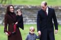 Prince William and Kate, the Duchess of Cambridge with their children Prince George and Princess Charlotte arrive to ...