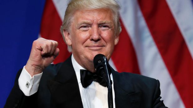 President Donald Trump speaks at The Salute To Our Armed Services Inaugural Ball in Washington.