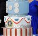 President Donald Trump and Vice President Mike Pence cut the cake.