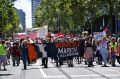 Women's Peaceful protest march in Melbourne.