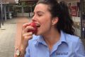 Emily Kelly bought an apple for lunch most days and said she was attracted to natural-looking fruit. 