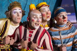 Cirque du Soleil's Ghislain Ramage, Miguel Berlauga , Vladislav Zolotarev and Michael Jay Garner backstage.