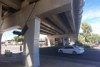 Temporary supports in place beneath the tram overpass