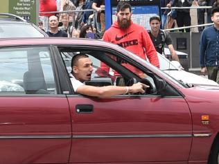 Driver the drove his car up Swanston st and then collected pedestrians down Bourke St, Melbourne. Picture, Tony Gough