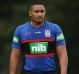 Severe leg injuries: Newcastle Knights prop Pauli Pauli.