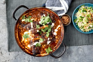 Spectrum. Three blue ducks. Lamb shanks and Cucumber salad. 
Stylist by Emma Knowles. Photograph by Edwina Pickles. 20th ...