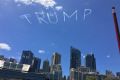 "Trump" appears in skywriting over Sydney. 