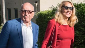 SYDNEY, AUSTRALIA - JANUARY 21: Rupert Murdoch and Jerry Hall leave Kirribilli House as Malcolm Turnbull hosts a ...