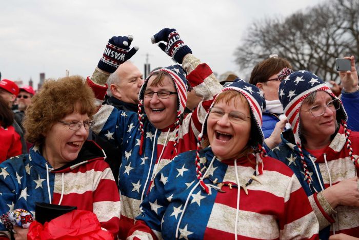 Donald Trump supporters gather in the National Mall