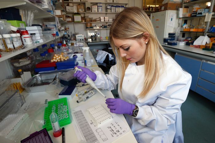 Graduate student Katie Bates works in the Nanomedicine Lab at UCL's School of Pharmacy in London.