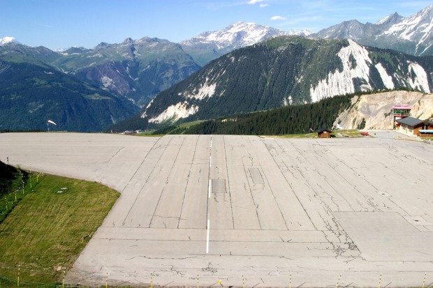 COURCHEVEL, FRANCE. In the French Alps at an altitude of 2000 metres, the runway at Courchevel is the equivalent of a ...