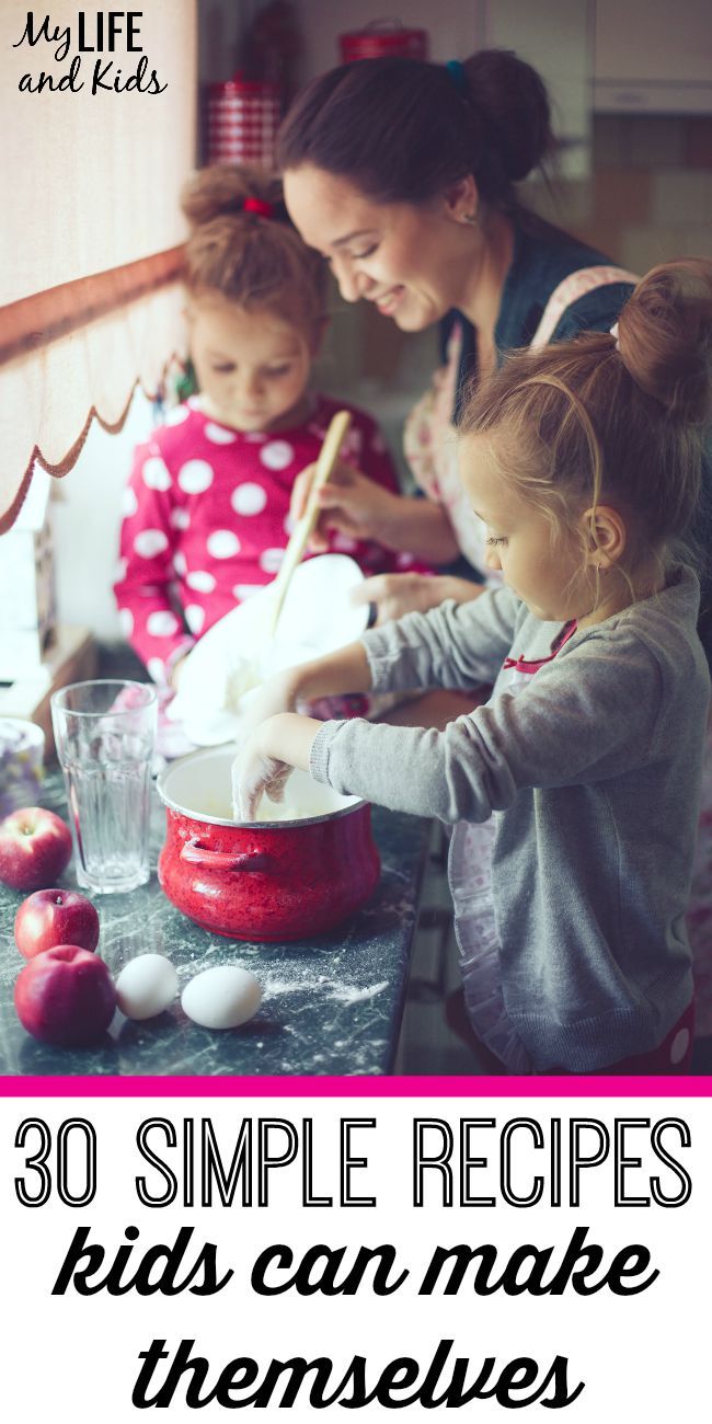 Cooking with Kids. Get your kids in the kitchen with these 30 easy recipes for kids! My son wouldn't eat some of these foods, until he learned how to make them himself. Super simple recipes that your kids can make themselves. Also great first-time recipes for cooking with toddlers.