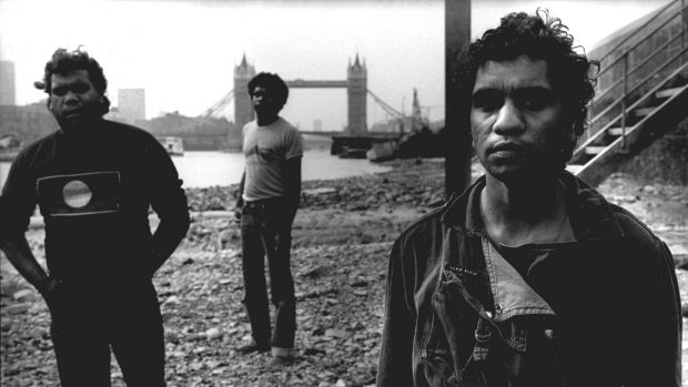 No Fixed Address in London, 1984. From left, Nicky Moffat, Ricky Harrison and Bart Willoughby.?