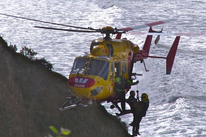 Tasmanian rescue helicopter winches man after boating accident