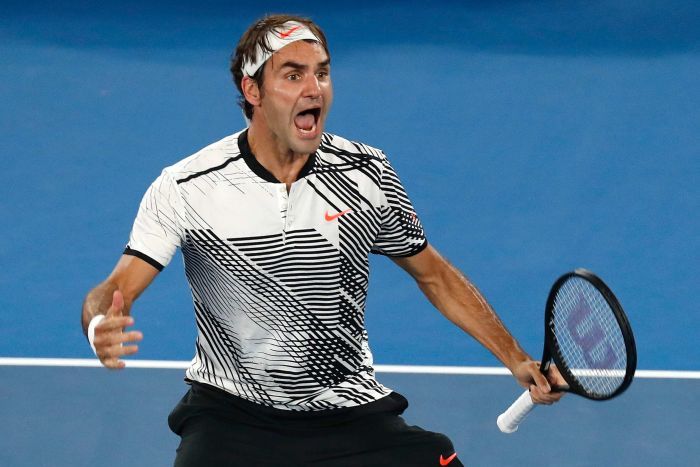 Federer celebrates win over Nishikori