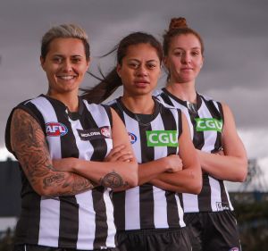 Stand up: Collingwood's Mo Hope, Helen Roden and Emma King will play in front of standing crowds.