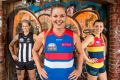 Moana Hope, Katie Brennan and Ebony Marinoff at the AFL Women's uniform launch on Thursday.