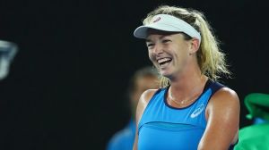 Coco Vandeweghe celebrates after knocking out  Angelique Kerber.