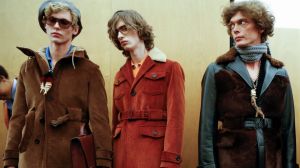 Backstage at Prada’s men’s fall 2017 collection show, a flashback to 1972. 