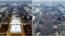 What the first inaugurations of Donald Trump (left) and Barack Obama looked like from above.