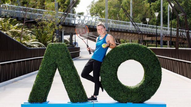 World No.4 tennis player Simona Halep at the Tanderrum Bridge, which is the new entry point of the Australian Open.