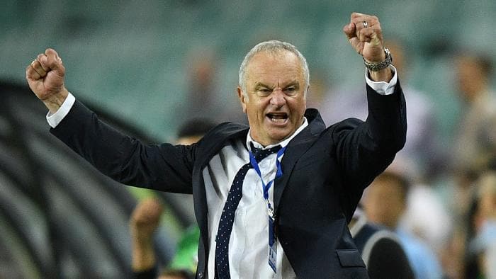 Sydney FC coach Graham Arnold reacts following their win over United in the round 16 A-League match between the Sydney FC and Adelaide United at Allianz Stadium in Sydney, Friday, Jan. 20, 2017. (AAP Image/Dan Himbrechts) NO ARCHIVING, EDITORIAL USE ONLY