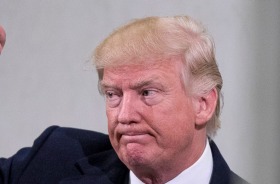 President Donald Trump  at the Central Intelligence Agency in Langley, Virginia.