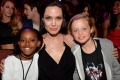 Angelina Jolie with children Zahara and Shiloh.