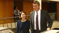 SYDNEY, AUSTRALIA - JANUARY 23:  NSW Premier Mike Baird and Gladys Berejiklian arrive to the Liberal Party meeting to ...